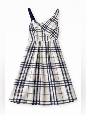 Moulinette Soeurs Silk Dress Navy White Rope Print Fit Flare Pockets 2